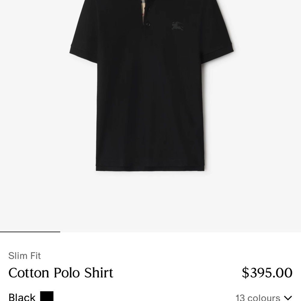 Black Cotton Polo Shirt- Burberry